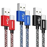USB Typ C Kabel 3Pack 1M Typ C Ladekabel Nylon Datenkabel USB C Schnellladekabel für Samsung Galaxy A12 S21 S20 A21s A20e A32 A71 A30 A31 A52 A40 A41 A42 A50 A51 A70 A10e, Pixel 6, Sony, OnePlus