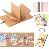 Catelves Fotoalbum zum Selbstgestalten, Fotobuch zum Einkleben, DIY Fotoalbum Scrapbook Bastelpapier als Abschluss, Geburtstags, Valentinstag, Gästebuch Hochzeit Geschenk(Braun, 34 Seiten, 21x15cm)