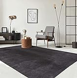 the carpet Relax Moderner Flauschiger Kurzflor Teppich, Anti-Rutsch Unterseite, Waschbar bis 30 Grad, Super Soft, Felloptik, Anthrazit, 160 x 230 cm