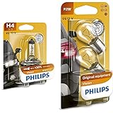 Philips 12342PRB1 Scheinwerferlampe H4 Vision & 12498B2 Kugellampe Vision P21W
