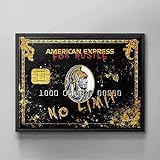 DOTCOMCANVAS® Leinwand Wandbild König Motivation Inspiration schwarz gold rot ATM Karte American Express Hustler Größe 40 X 30 CM, Farbe Matt Schwarz