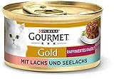 PURINA GOURMET Gold Raffiniertes Ragout Duetto Katzenfutter nass, Lachs und Seelachs, 12er Pack (12 x 85g)