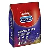 Durex Gefühlsecht Kondome Mix – Hauchzarte Kondome für intensives Empfinden und innige Zweisamkeit – 32er Großpackung (1 x 32 Stück)