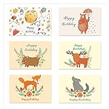 OMIDM Geschenkkarten Grußkarten Super süße Tiere Hirschfuchsbär Alles Gute zum Geburtstagskarten DIY. Kindergeschenke Faltkarten leer innen Gruß-Einladungskarten 6PCS. Grußkarten (Color : 6PCS Bear)