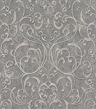Rasch Tapete 651621 - Vliestapete mit Ornamenten im Barock-Stil in Grau und Beige aus der Kollektion Tapetenwechsel II - 10,05m x 0,53m (LxB)