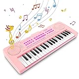 Innedu Mini Piano Keyboard Spielzeug, 37 Tasten Musical Keyboard mit Tiergeräuschen, Demo Songs, Drum und Tempo, Mikrofon, Tragbares Musical Piano Keyboard für Kinder