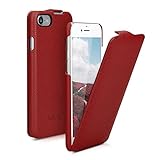 kalibri Flip Hülle Ultra Slim kompatibel mit Apple iPhone SE (2022) / iPhone SE (2020) / iPhone 8 / iPhone 7 - Leder Case Schutzhülle Tasche in Rot