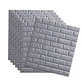 10 Stuck 77x70cm Tapete Selbstklebend Wandpaneele Weiß Steinoptik Ziegelstein Brick Muster 3D PE-Schaum Wasserdicht Schnelle Leichte Montag (Silber grau)