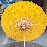 CHFQ 5.9ft/180cm Ölpapier Regenschirm Bambus Regendicht Handgemachter Regenschirm Winddicht Chinesischer Klassischer Regenschirm(Gelb)