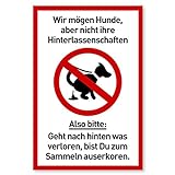 Schild Hunde kacken verboten (20 x 30 cm Kunststoff) - Lustig - Kein Hundeklo - Hundekot Schild - Hunde Verbotsschilder - Hundeschilder