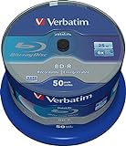 Verbatim BD-R SL Blu Ray Rohlinge, Datalife Blu Ray Disc mit 25 GB Datenspeicher, kompatibel mit Blu Ray Playern und Brennern sämtlicher Hersteller, 50er Pack Spindel