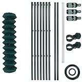 Maschendrahtzaun-Gartenzaun-Set verzinkt und grün beschichtet Maschenweite 6 x 6 cm, Zaunset, Drahtzaun, Maschendraht, Komplettset, Zaun-Set (1,0 x 15 m)