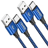 RAVIAD USB C Kabel, [2 Stück 2M] Ladekabel USB C Nylon Schnellladekabel Typ C Ladekabel für Samsung Galaxy A12/A52s/S10, Huawei P40/P30, Google Pixel, POCO X3 PRO, OnePlus Nord 2- Blau