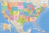 Landkarten - Map of The USA englisch - Bildungsposter Plakat Druck 1:6 Mio. - Grösse 91,5x61 cm - USA Map - English V