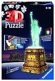Ravensburger 3D Puzzle - 12596 Freiheitsstatue bei Nacht - 3D puzzle für Kinder und Erwachsene, Wahrzeichen von New York im Miniatur-Format, Leuchtet im Dunkeln