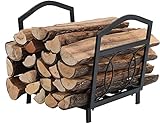 PEETPEN MAWEW Brennholzregal,Holzregal,Kaminholzhalter,Brennholzregal ist Eisen und Holz Kombination, Brennholzregal für Innenkamin oder Terrasse.