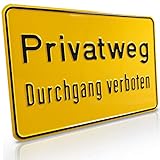 Betriebsausstattung24® Hinweisschild „Privatweg Durchgang verboten“ | Zur Grundbesitzkennzeichnung | Weg- & Straßenkennzeichnung | Aluminium | Signalgelb