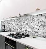 MyMaxxi Küchenrückwand Folie selbstklebend matt - einfache Montage ohne Bohren 0,4mm stark Versteift - Motiv Kiesel Weiß 60cm hoch - Spritzschutz Küche Klebefolie - Kieselsteine Steine 400 x 60