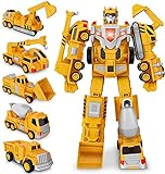 Roboter Auto Spielzeug Truck, BAU Assemble Toy Kleinkind Pull Back Play Fahrzeuge, Dump, Kran, Bagger, Bulldozer, Autos Set für 3 4 5 6 Jahre alte Kinder Weihnachten Geburtstagsgeschenk