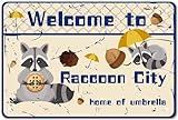 Lustiges Metall-Blechschild, Aufschrift 'Welcome to Raccoon City, Home of Umbrell', Vintage-Stil, Veranda-Schilder, Retro-Tierschilder, Dekorationen für Familie, Zuhause, Küche, Wand, Hotel,