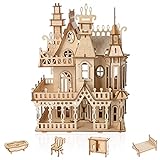 Cuteefun Modellhaus Bausatz für Erwachsene, 3D Holzpuzzle Architektur zu Montieren, Baukasten aus Holz, Selber Bauen Kreative Bastelgeschenkidee, Traumvilla