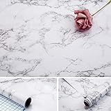 Arthome 43.5×254cm Marble Paper, Self Adhesive PVC Vinyl Flim Thicken Durable Waterproof Furniture Sticker Sticky Wrap for Kitchen Countertop Bathroom