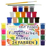Creative Deco Fingerfarben Kinder Ungiftig Bastel-Farbe Plakat-farbe Set | 20 ml x 24 Mehrfarbige Becher | Grund, Leuchtstoff, Glitzer, Metallic & Neonfarben | Schulmalfarben für Studenten Künstler