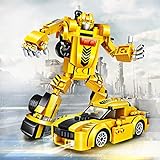 joylink Roboter Spielzeug, 2 in 1 lustiges kreatives Set Pädagogisches Spielzeug-Set der Roboter-Auto-Bausteine, Bestes Spielzeug Geschenk für Kinder 4-14 Jahre alt (Gelb)