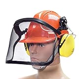 BITUXX® Forstschutzhelm Arbeitsschutzhelm Sicherheitshelm Helm Bauhelm Schutzhelm mit Visier Gesichtsschutz und Gehörschutz