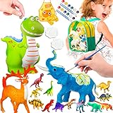 DFEICO Dinosaurier Malset für Kinder, Einzigartiges Rucksack Design,Verschiedene gemalte Figuren Bemalen ,Dinosaurier Spielzeug Set Geschenke für Kinderen,DIY 3D Malspielzeug für Jungen Mädchen