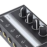 Alomejor 4-Kanal-Soundmixer HA400A, Ultraprofessionelles Mischpult für Monitor, Kopfhörer, Soundboard, Partybar (EU-Stecker)