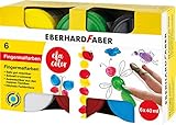 Eberhard Faber 578606 - EFA Color Fingerfarben-Set mit 6 Farbtöpfchen zu je 40 ml, schnelltrocknend und auswaschbar, zum Mischen und für kreativen Malspaß , 40ml (6er Pack)