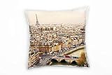 Urban Uns City, braun, Paris, Eiffelturm, Frankreich Deko Kissen 40x40cm für Couch Sofa Lounge Zierkissen - Dekoration zum Wohlfühlen