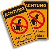 2 stück Achtung hier ist kein Hundeklo Schild (20 x 30 cm - 3mm Kunststoff) - Kein Hundeklo - Hunde Verbotsschilder - Hundeschilder - mit UV-Schutz und witterungsbeständig