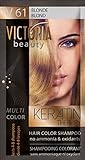 Victoria Beauty - Color Shampoo für coloriertes Haar mit Keratin, Tönungswäsche, Tönungsshampoo Ohne Ammoniak und Oxidantien blonde Farbe №61 (6 x 40ml)