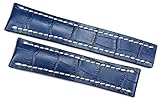 RIOS 22mm 22mm / 20 mm Handarbeit Lederband Weiße Naht für Breitling Band Retro Look Quality Strap blau BS Top Qualität
