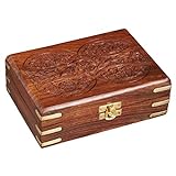 Orientalische kleine Aufbewahrungsbox mit Deckel Doaa 18cm groß | Orientalischer Schmuckkästchen für Mädchen und Damen zur Schmuckaufbewahrung | Marokkanische Schatulle Box aus Holz