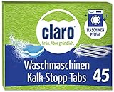 claro Kalk-Stopp Tabs 45 Stück - Kalkentferner für die Waschmaschine, Umweltfreundlicher Phosphatfreier Kalkentferner, 45 Tabs