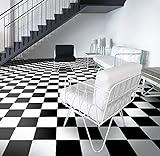 PVC Bodenbelag Vinylboden in Schachbrett schwarz weiß, DIN-A4 Musterstück