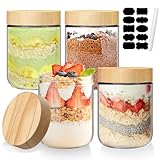 Yalucky Vorratsdosen Glasbehälter mit Deckel Luftdicht Meal Prep Overnight Oats Gläser Einmachgläser mit Schraubdeckel Dessertgläser Joghurtgläser Aufbewahrungsbox Küche 450ml - 4 Stück