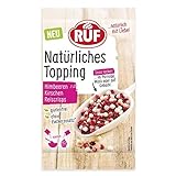 RUF Natürliches Topping mit Himbeeren, Kirschen, Reiscrisps, ohne künstliche Zusatzstoffe, Fruchtmix für Porridge und Gebäck, glutenfrei, vegan, 15g