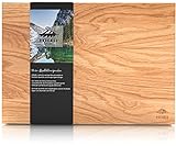 EKFJAELL Premium Schneidebrett Eiche Massiv 45 x 30 x 3 cm, mit anti-rutsch-Füßen, antibakteriell & Sonnenblumenöl-behandelt inkl. Griffmulden - Schneidebrett Holz, Servierplatte, Servierbrett