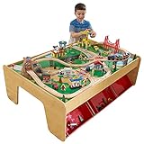 KidKraft 17850 Eisenbahnset und Spieltisch Waterfall Mountain Klassisches Spielzeugeisenbahn-Set mit Zubehör, Naturfarben