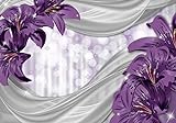 wandmotiv24 Fototapete Lilie lila abstrakt, XXL 400 x 280 cm - 8 Teile, Fototapeten, Wandbild, Motivtapeten, Vlies-Tapeten, Blumen M0526