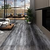 Atlojoys PVC-Laminat-Dielen, Dielenboden Dekor-Dielen, Bodenschutz Folie, 4,46 m² 3 mm Selbstklebend Glänzend Grau