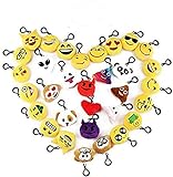 Cusfull Emoji Plüsch Schlüsselanhänger Tasche Anhänger 11cm Schlüsselring Schlüsselbund Emoji mit Armen und Füßen - Neuheit Mitgebsel Spielzeug Geschenk für Kinder (32er Set)