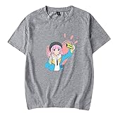 westtrend Anime Tokyo's 24 wards Bedrucktes T-Shirt Lose Bequeme Kurzarm T-Shirts mit rundem Halsausschnitt für Herren Damen