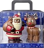 Confiserie Weibler hochwertige Schokoladenfiguren Weihnachten | Weihnachtsmann und Rentier in einer Geschenkbox | 150g Schok