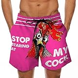 sutelang lurryly Lustige bedruckte Badeanzüge für Männer mit einem lustigen Dicton, Stop Staring at My Coke Badeshorts, schnell trocknend, Truthahnhose, Strand-Shorts, 2 Taschen, Hot Pink, 50
