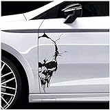 Finest Folia Skull Totenkopf Aufkleber Sticker Dekor Folie Autoaufkleber Tattoo für Auto LKW Wohnwagen K079 (Schwarz Matt, 28x13 cm)